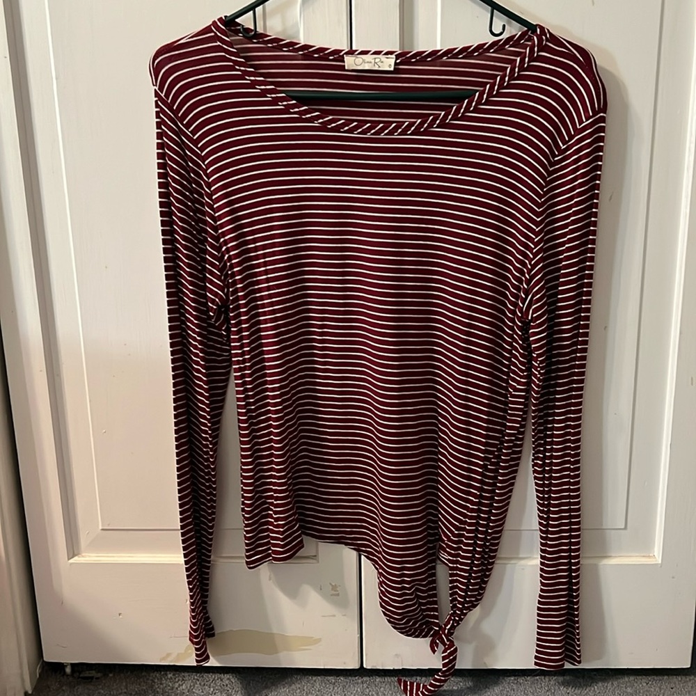 Striped tie front shirt